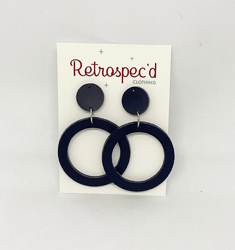 Drop Earrings for Mother's Day -Lou Lou  Navy Hoop Earrings