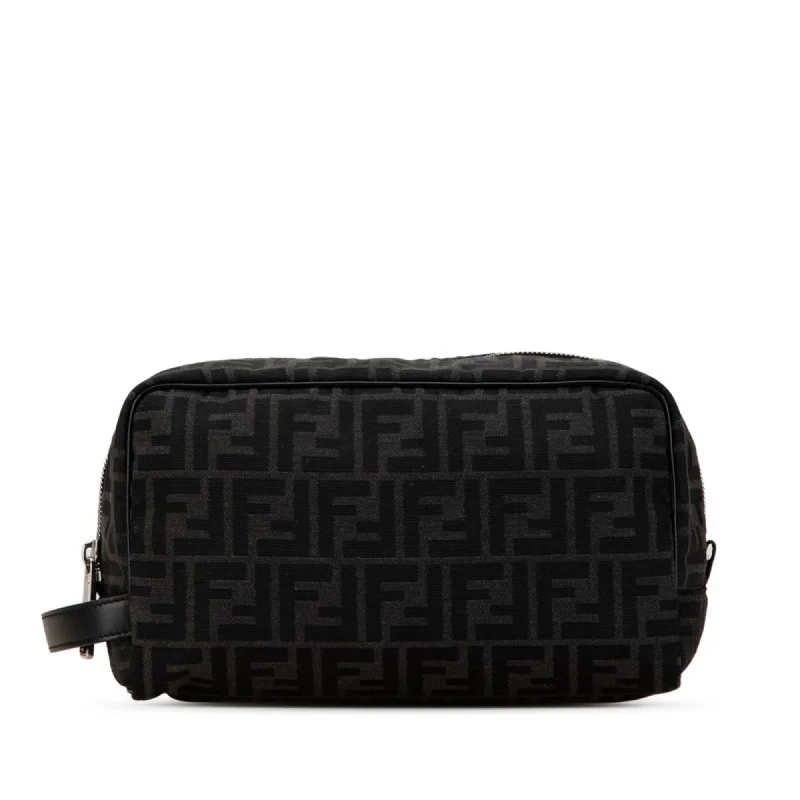 Handle bags with double handles for strength -Fendi  Canvas Leather Clutch Bag Pouch (Pre-Owned)