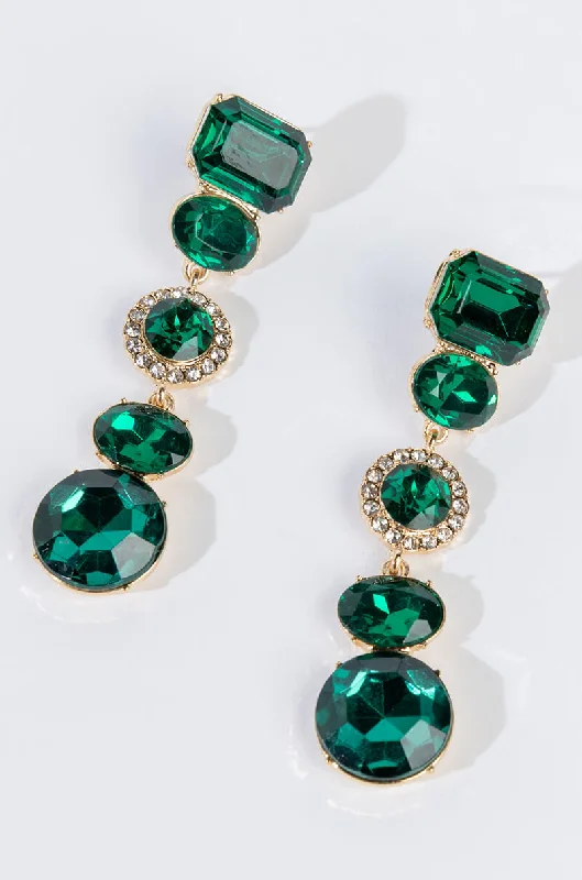 Drop Earrings for Office Wear -VENUS GODDESS EMERALD DROP EARRINGS