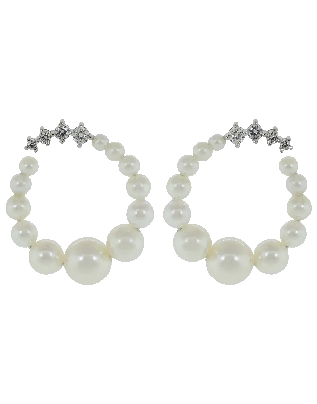 Lightweight Drop Earrings for All Day -Large Akoya Pearl Hoop Earrings