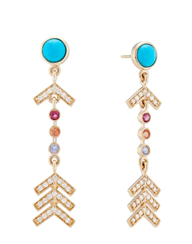 Geometric Drop Earrings for Trend -Short Pave Arrow Earrings