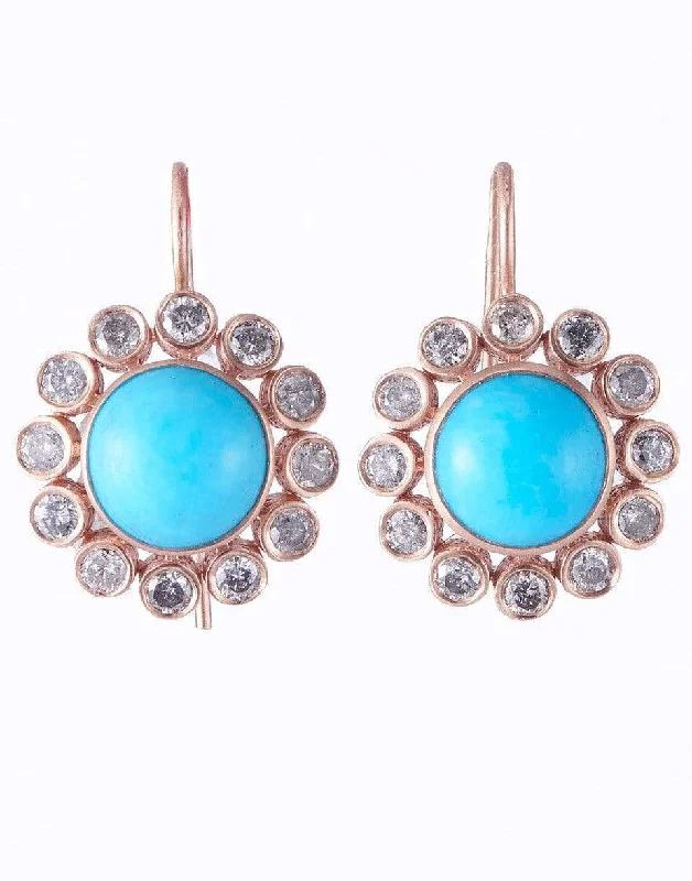 Drop Earrings for Party Look -Turquoise and Diamond Earrings