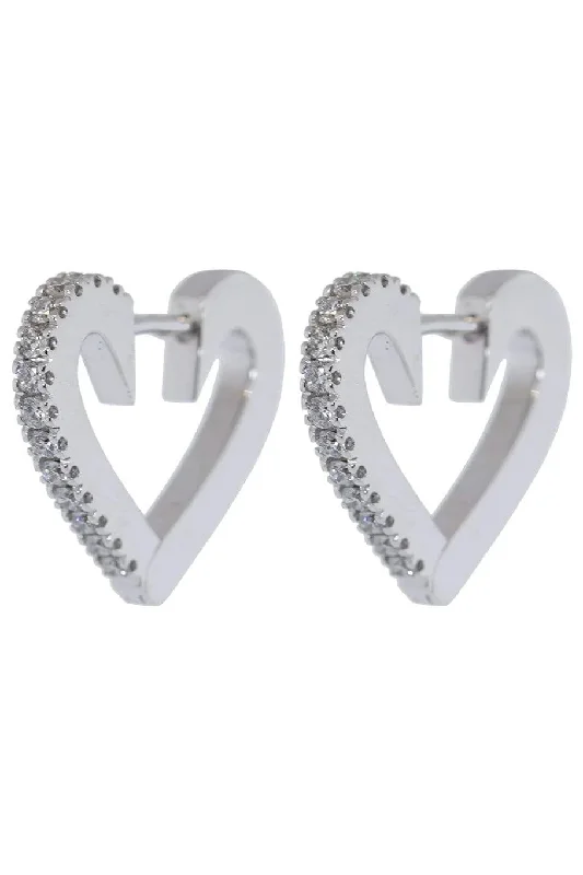 Hypoallergenic Drop Earrings for Sensitive -Small Endless Heart Diamond Hoop Earrings