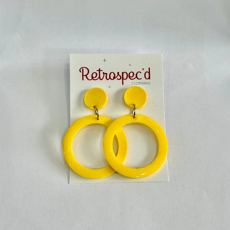 Drop Earrings with Leaf Motifs -Lou Lou  Yellow Hoop Earrings