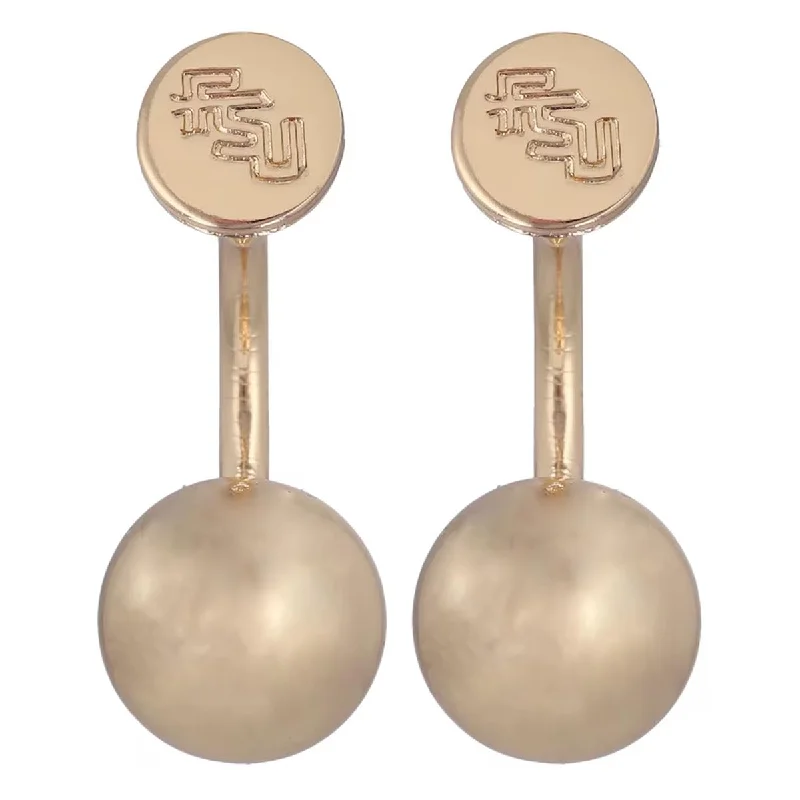 Drop Earrings for Fitness Activities -Emerson Street Stacked FSU Gold Ball Earrings