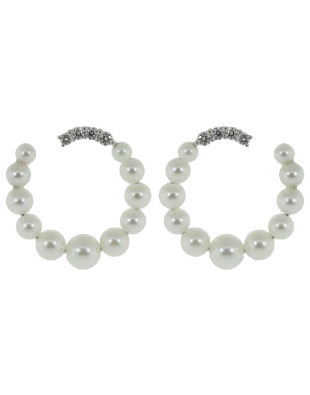 Waterproof Drop Earrings for Outdoor -Small Akoya Pearl Hoop Earrings