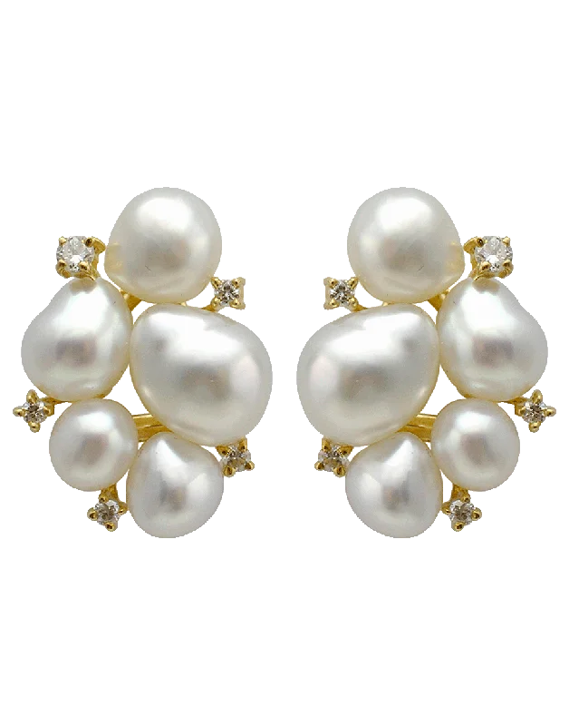 Screw Back Drop Earrings for Security -South Sea Keshi Pearl Stud Earrings