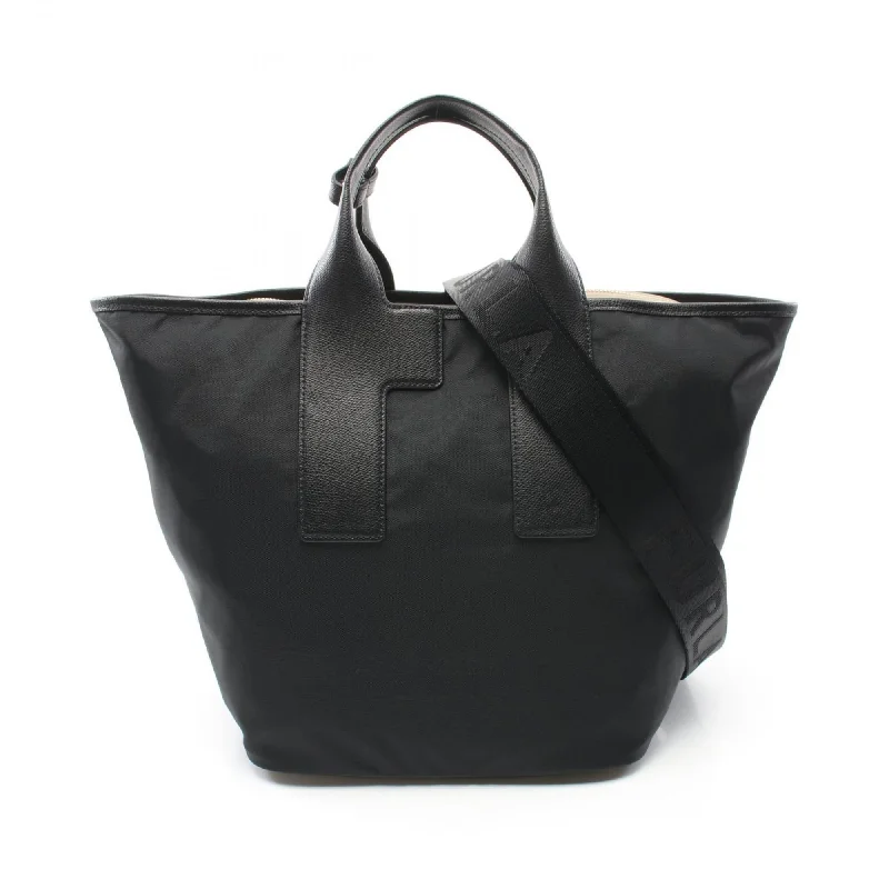 Handle bags with vintage vibes for nostalgia -Furla   Leather Nylon Canvas Tote Bag