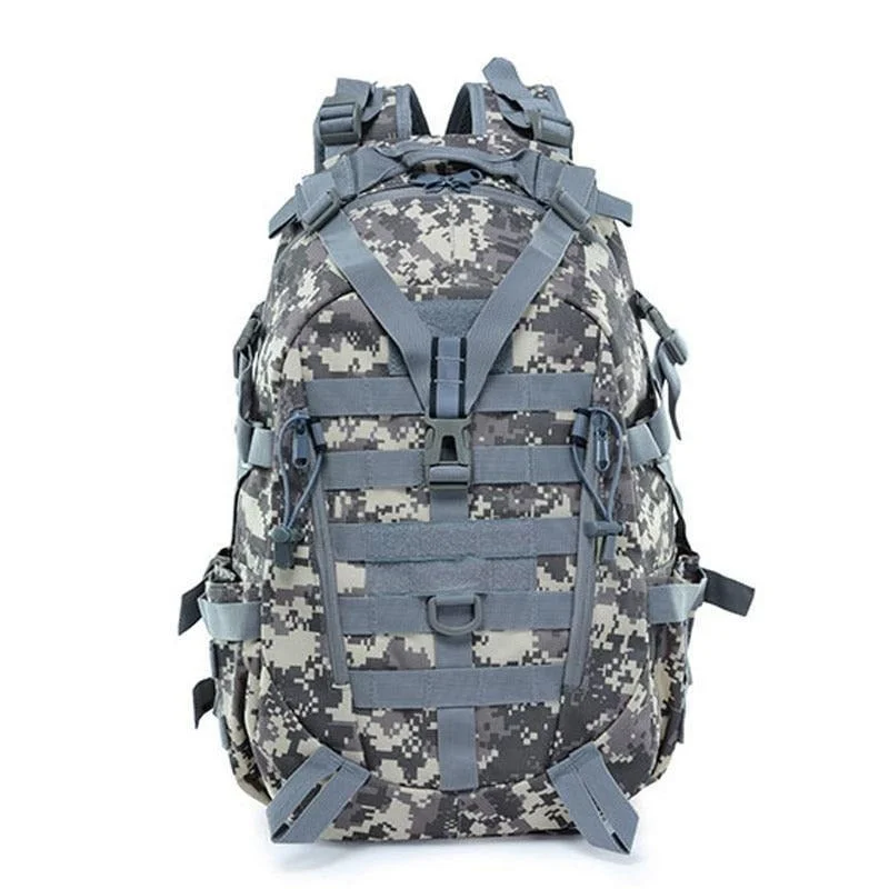 Vintage-inspired backpack with brass buckle details -40L Military MOLLE Tactical Army Assault Backpack