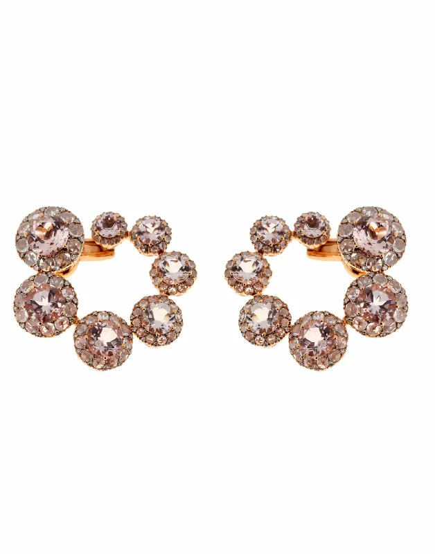 Detachable Drop Earrings with Charms -Morganite and Diamond Earrings