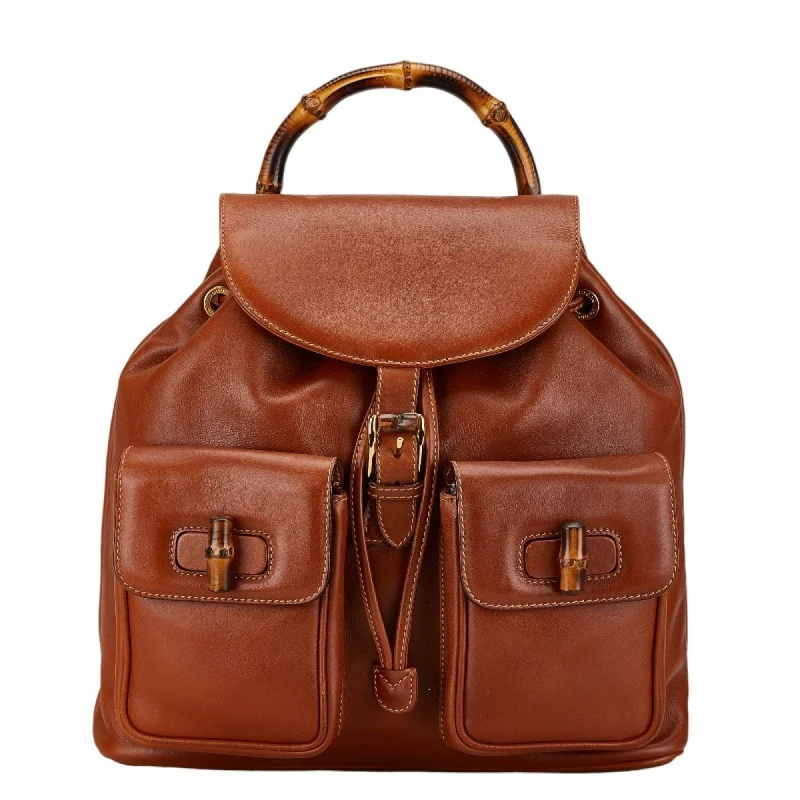 Handle bags with sturdy leather grip accents -Gucci  Leather Backpack (Pre-Owned)