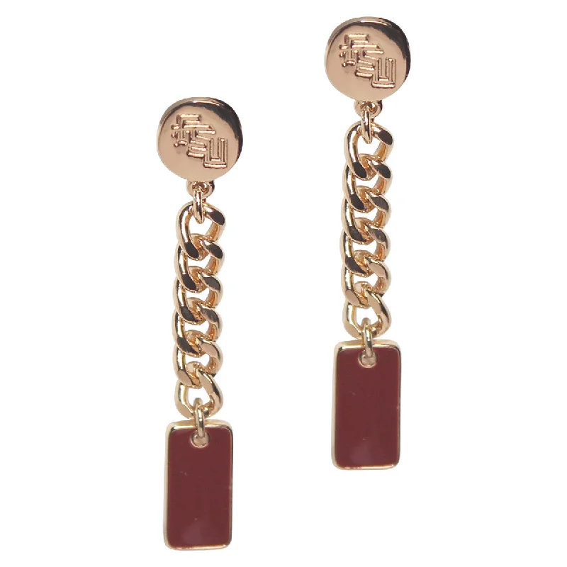 Drop Earrings for Casual Outfit -Emerson Street Stacked FSU Chain Dangle Stud Earrings