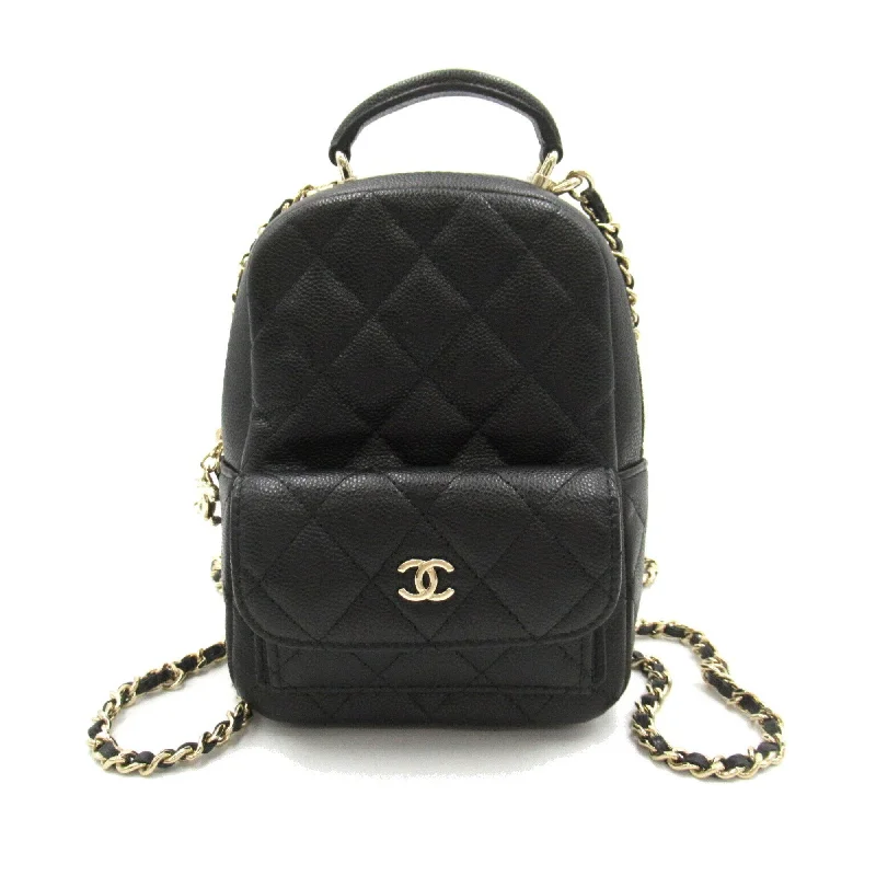 Handle bags with floral prints for spring -Chanel  Caviar Leather Backpack (Pre-Owned)