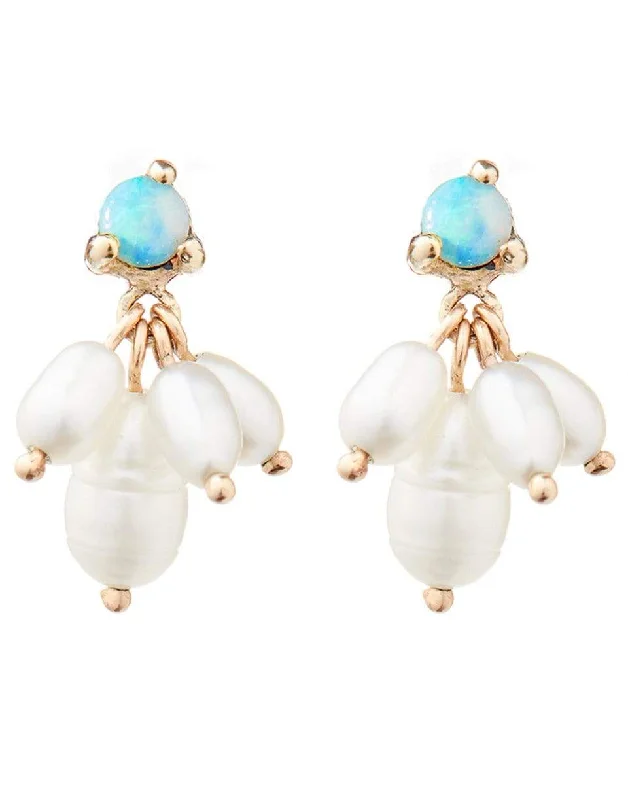 Clip On Drop Earrings for Non Pierced -Opal and Pearl Cloudburst Earrings