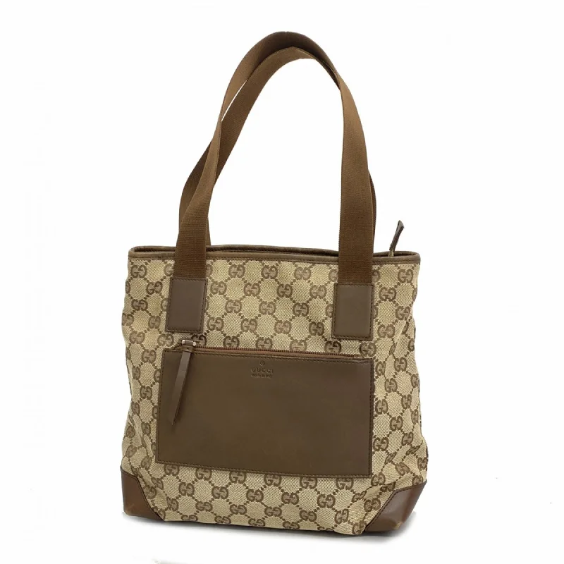 Handle bags with chevron designs for trend -Gucci  Canvas Leather Tote Bag (Pre-Owned)