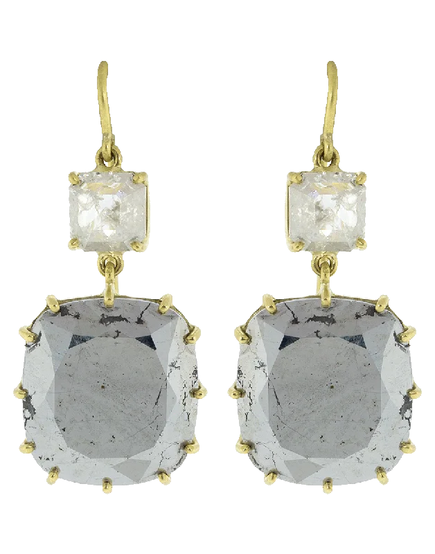 Drop Earrings for Everyday Glamour -Rough Diamond and Silver Calcite Drop Earrings