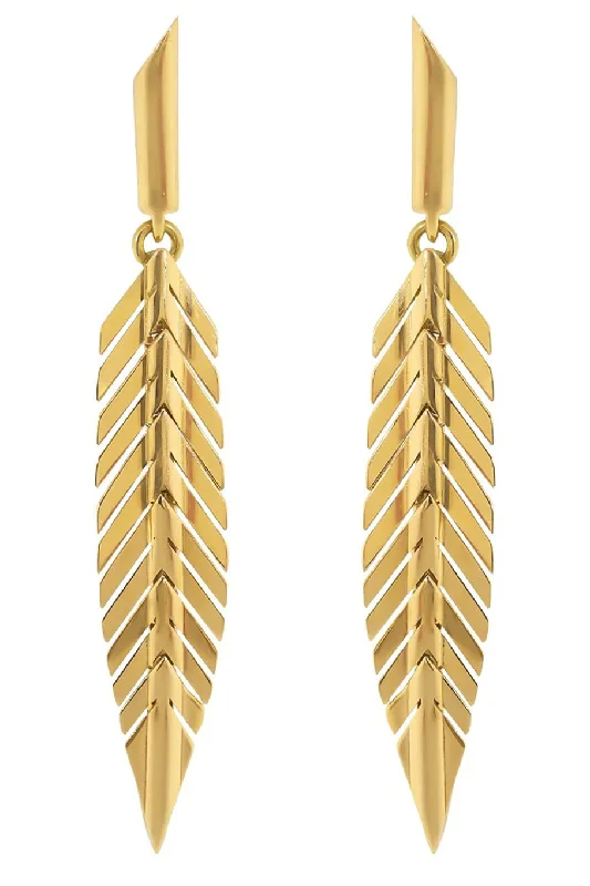 Drop Earrings for Office Wear -Small Feather Drop Earrings