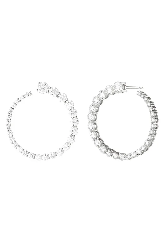 Indian Drop Earrings with Intricacy -Large Diamond Aria Earwrap Earrings - White Gold