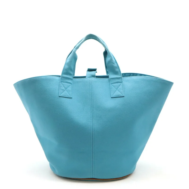 Handle bags with colorful handles for flair -Hermes  Canvas Leather Handbag Tote Bag (Pre-Owned)