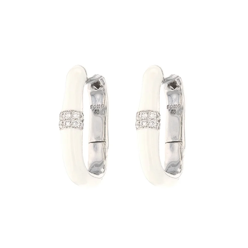 Hoop earrings with satin finishes for a smooth and elegant appearance-0.14 ctw Diamond Sterling Silver & Enamel Earrings