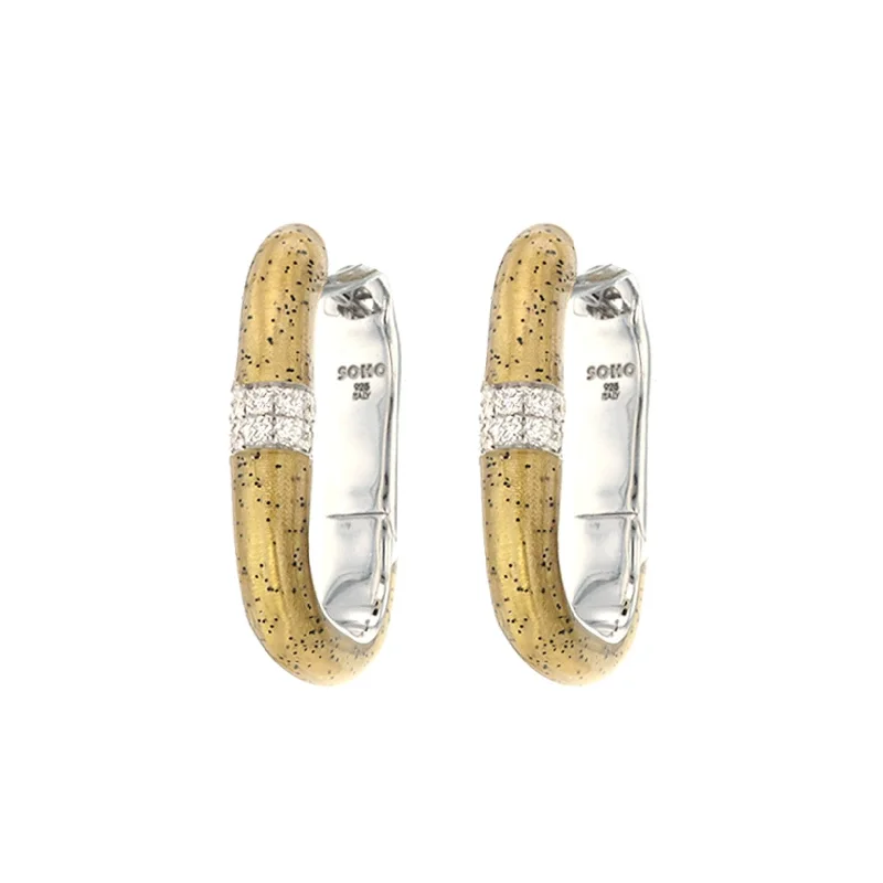 Hoop earrings with textured finishes for a vintage and classic style-0.14 ctw Diamond Sterling Silver & Enamel Earrings