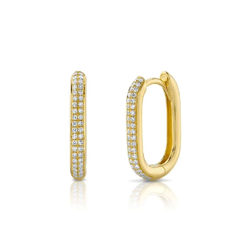 Best hoop earrings with geometric triangle shapes for a modern, chic design-0.18 ctw Diamond Oblong Hoop Earrings