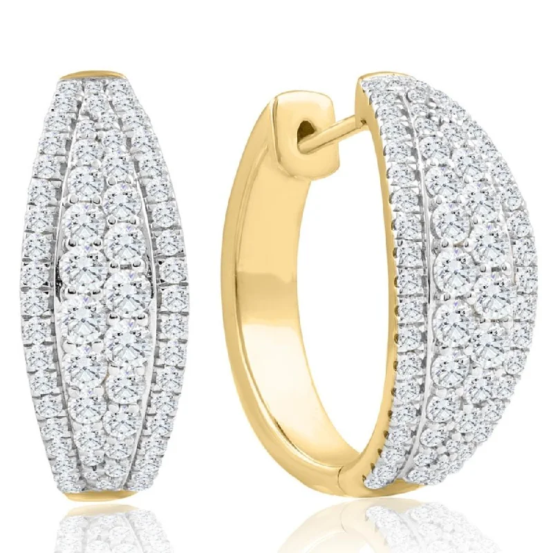 Hoop earrings with circle designs for a classic and timeless shape-1 5/8Ct Diamond Hoops in Yellow Gold Lab Grown 20mm Tall Women's Earrings