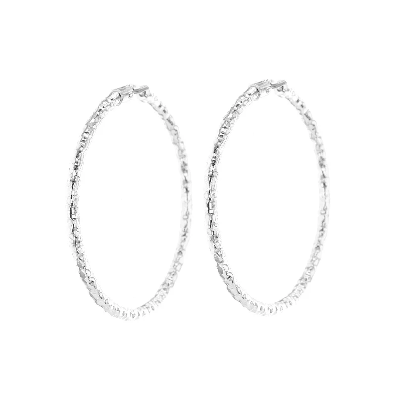 Large hoop earrings for a bold and statement-making fashion accessory-2" Sterling Silver Hammered Hoop Earrings