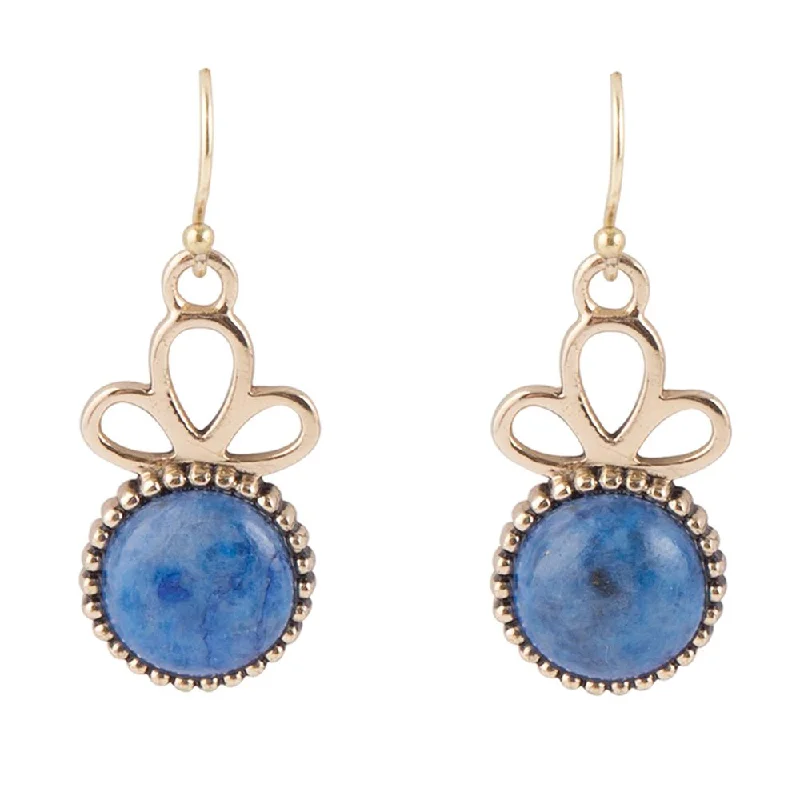 Best hoop earrings with satin ribbons for a soft, feminine appearance-Petals of Blue Lapis Drop Golden Earrings