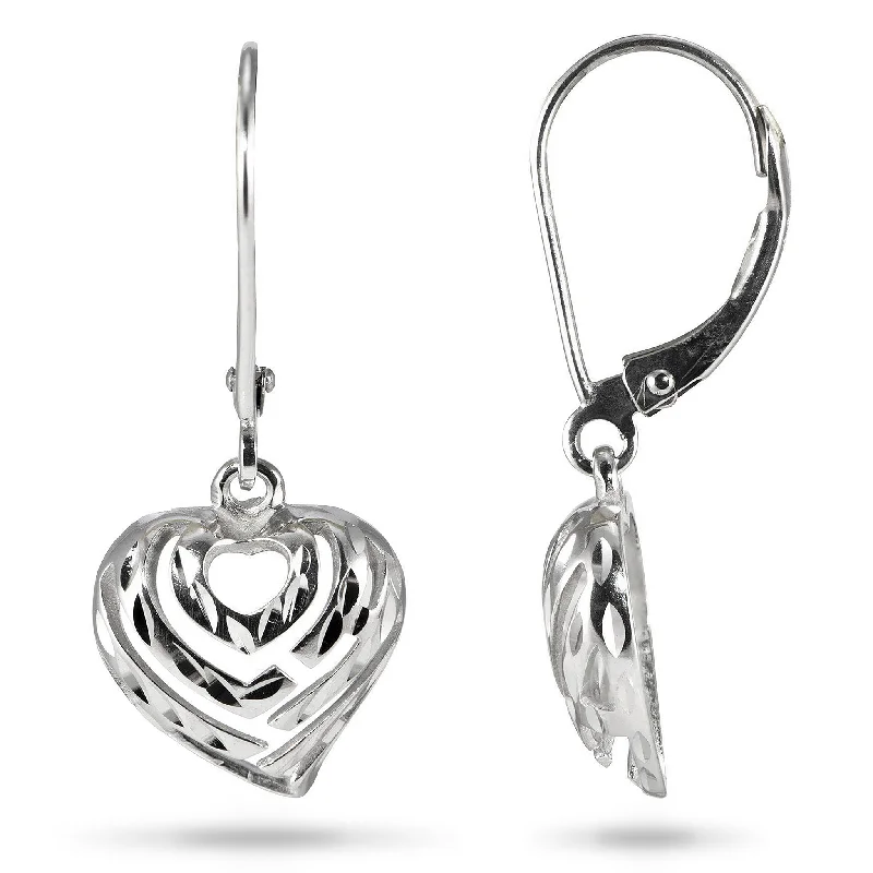 Hoop earrings with pearl accents for a chic and classic style-Aloha Heart Earrings in Sterling Silver - 18mm