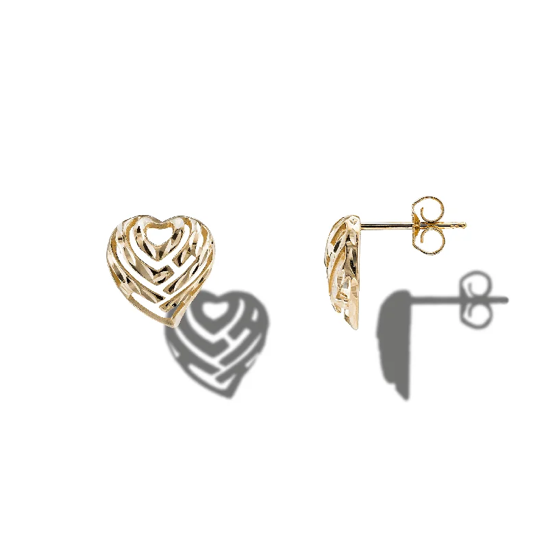 Hoop earrings with spiral designs for a dynamic and fluid look-Aloha Heart Earrings in Gold - 11mm