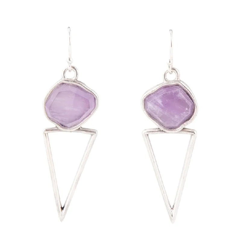 Best hoop earrings with hammered gold for a rustic yet elegant look-Amethyst Triangle Earrings