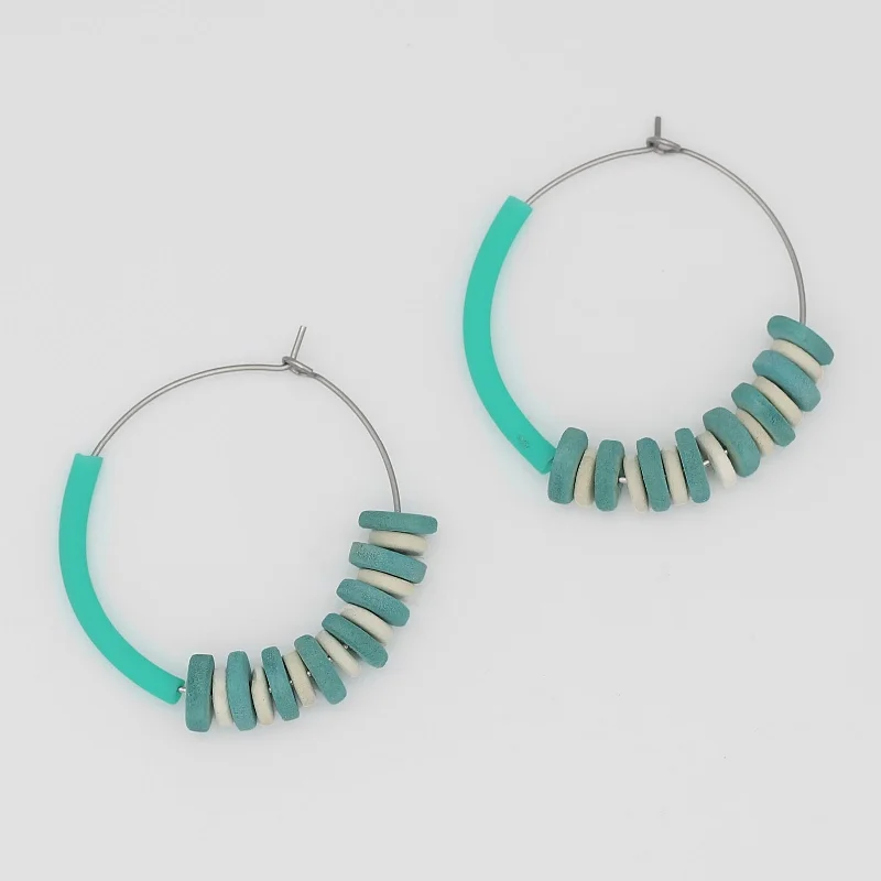 Hoop earrings with gold accents for a warm, elegant statement piece-Aqua Hoop Dangle Earring