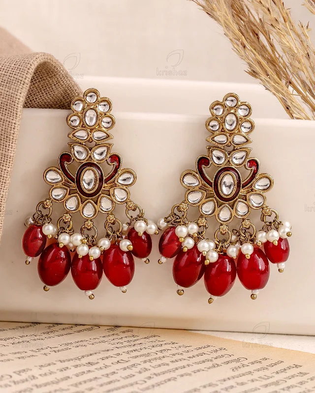 Hoop earrings with open designs for a modern, lighthearted vibe-Bhargavi Kundan Danglers-M