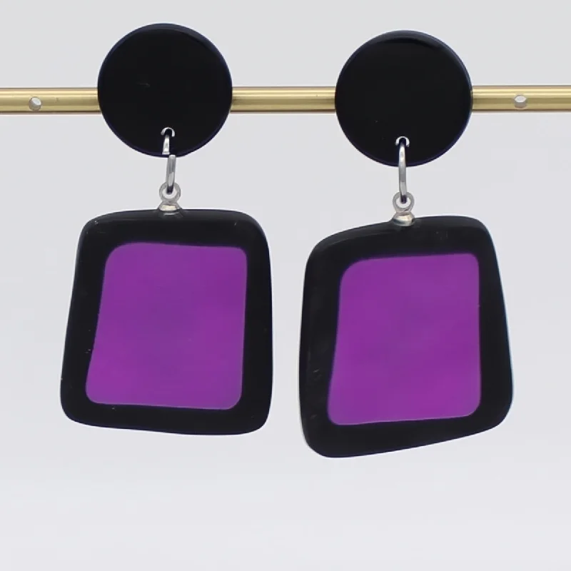 Hoop earrings with polished metal for a shiny and high-quality finish-Black and Fuchsia Stori Statement Earrings