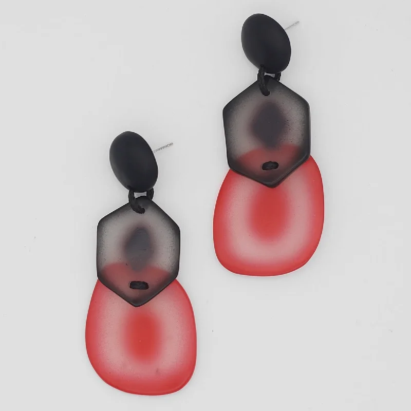 Hoop earrings with a matte finish for a sleek and sophisticated appearance-Black and Red Dramatic Delaney Earrings