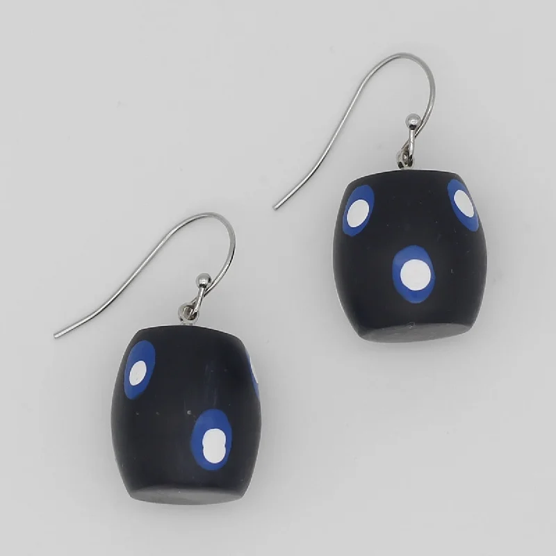 Large hoop earrings for a bold and statement-making fashion accessory-Blue and White Polka Dot Dangle Earring