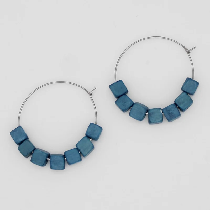 Best hoop earrings with enamel details for a colorful and modern look-Blue Cubist Hoop Earring