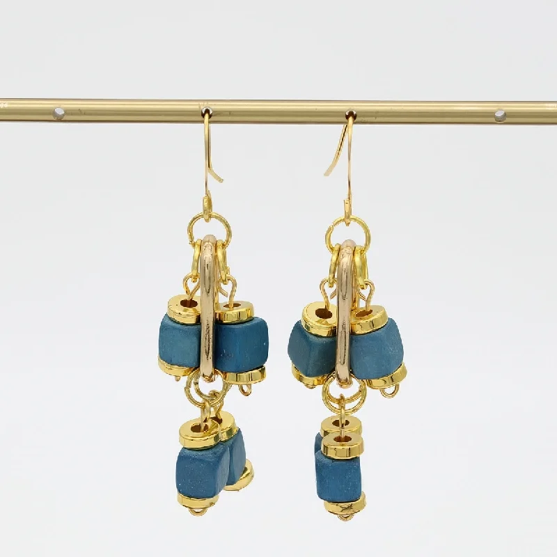 Best hoop earrings with gold-plated finishes for an affordable luxury vibe-Blue Golden Threads Earring