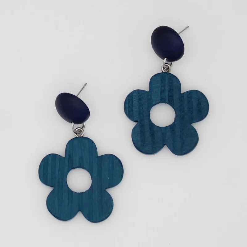 Best hoop earrings with crescent-shaped designs for a bold, moon-inspired style-Blue Petalwood Earrings