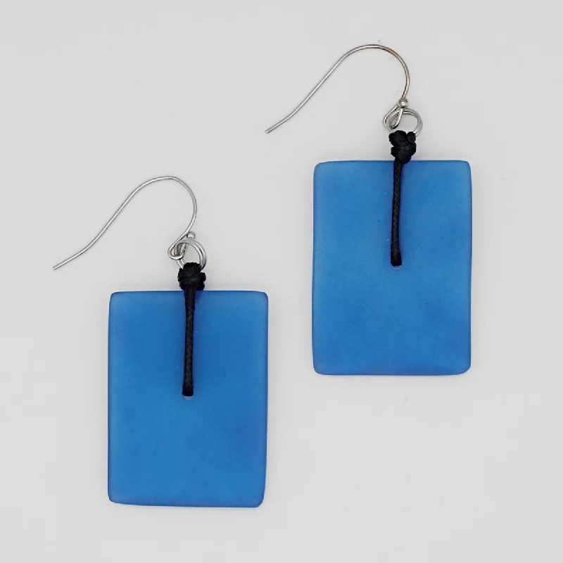 Best hoop earrings with minimal embellishments for a sleek and modern look-Blue Rectangle Dangle Earrings