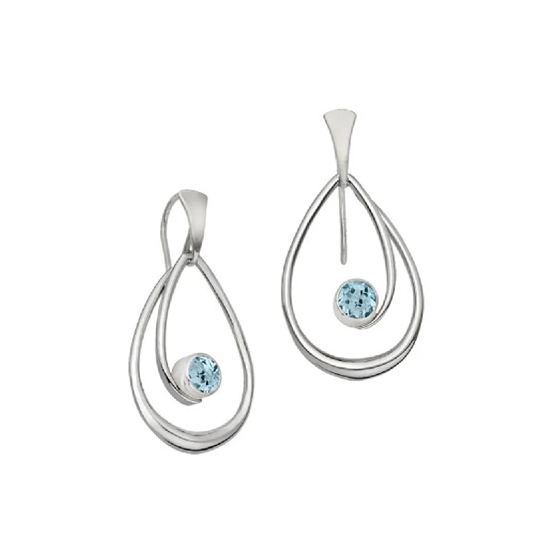 Hoop earrings with braided patterns for a detailed and textured finish-Blue Topaz Sterling Silver Earrings