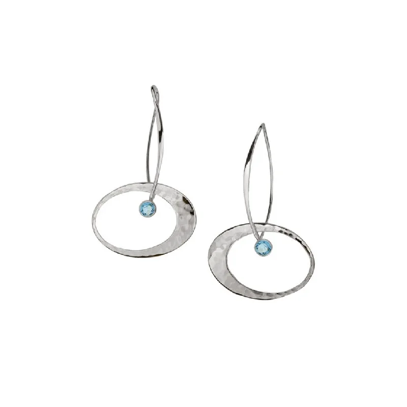 Hoop earrings with abstract wirework for an artistic, unique look-Blue Topaz Sterling Silver Earrings