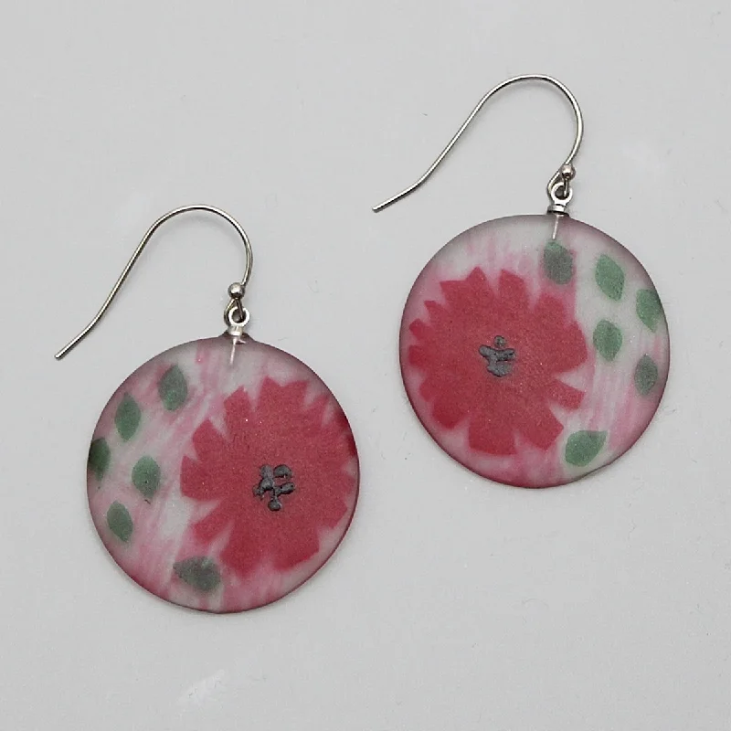 Hoop earrings with resin accents for a bold and colorful design-Red Veronica Frosted Flower Earrings