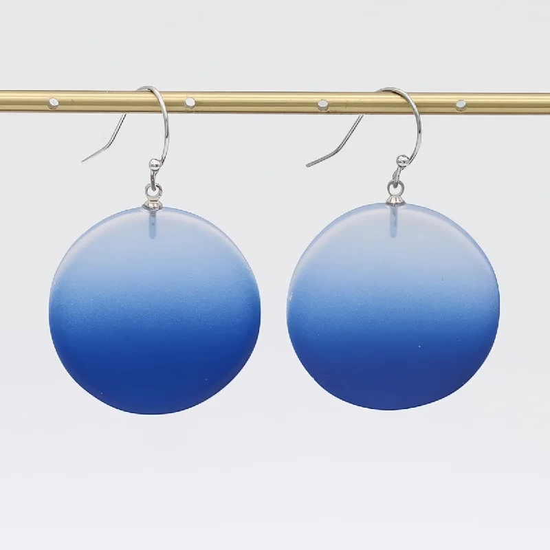 Best hoop earrings with marbled designs for a trendy and artistic effect-Cobalt Fantasy Ombre Earrings