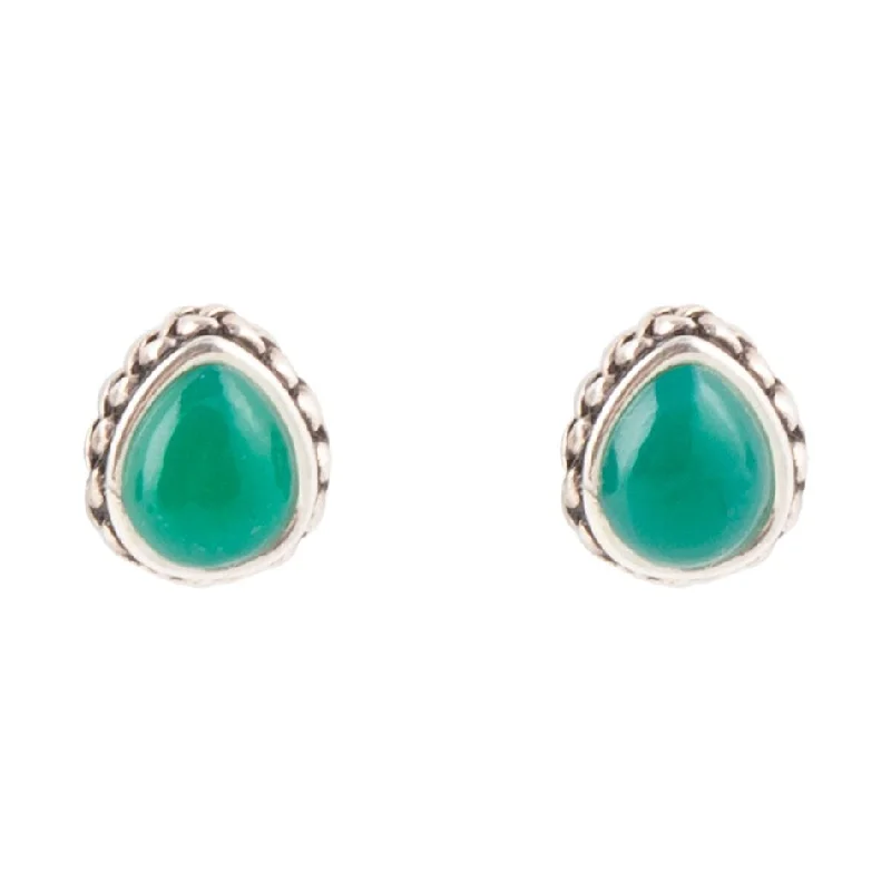 Best hoop earrings with multi-colored gemstones for a vibrant and lively touch-Green Onyx Teardrop Post Earrings