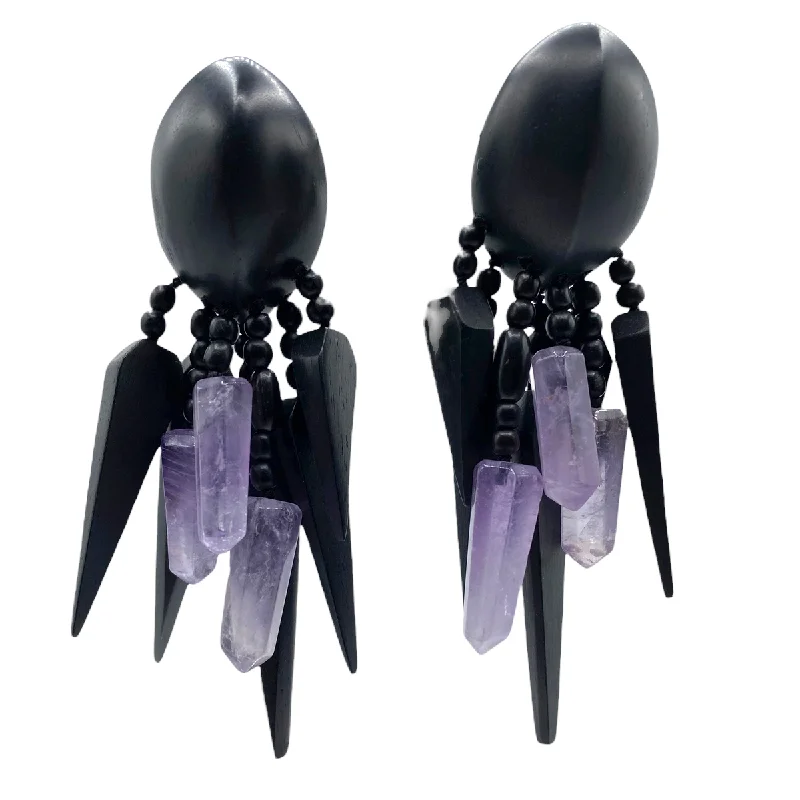 Best hoop earrings with gemstone accents for a colorful and elegant appearance-EBONY & AMETHYST EARRINGS