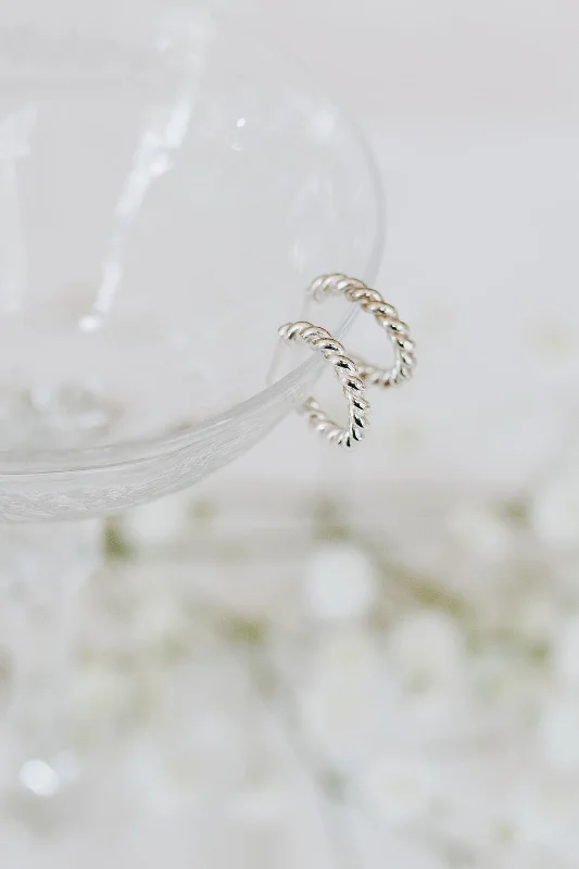 Hoop earrings with hammered textures for a boho-chic and rustic vibe-Tiny Twist Hoops