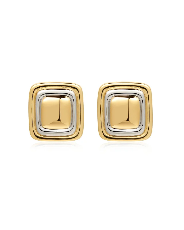 Hoop earrings with cut-out designs for a creative and lightweight effect-Dalia Two-Tone Studs