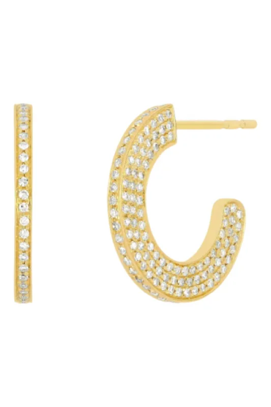 Hoop earrings with oversized designs for a bold, fashion-forward statement-Diamond Harper Hoop Earrings In Yellow Gold